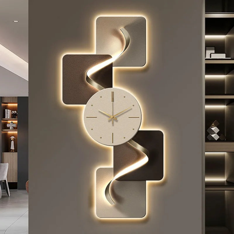 Modern Wall Clock Carbon Crystal Panel Frameless Design with Remote Control Lighted Decorative for Living Room Bedroom Office