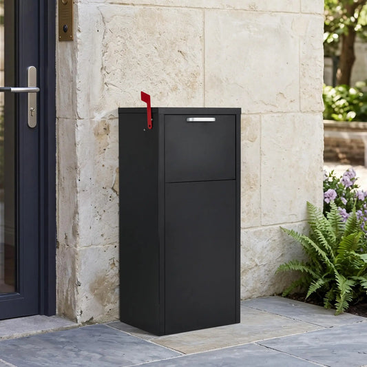 Outdoor Package Delivery Box 35.4in Galvanized Steel Lockable Parcel Drop Box Weatherproof Mail Storage Wall Or Floor Mount For Porch