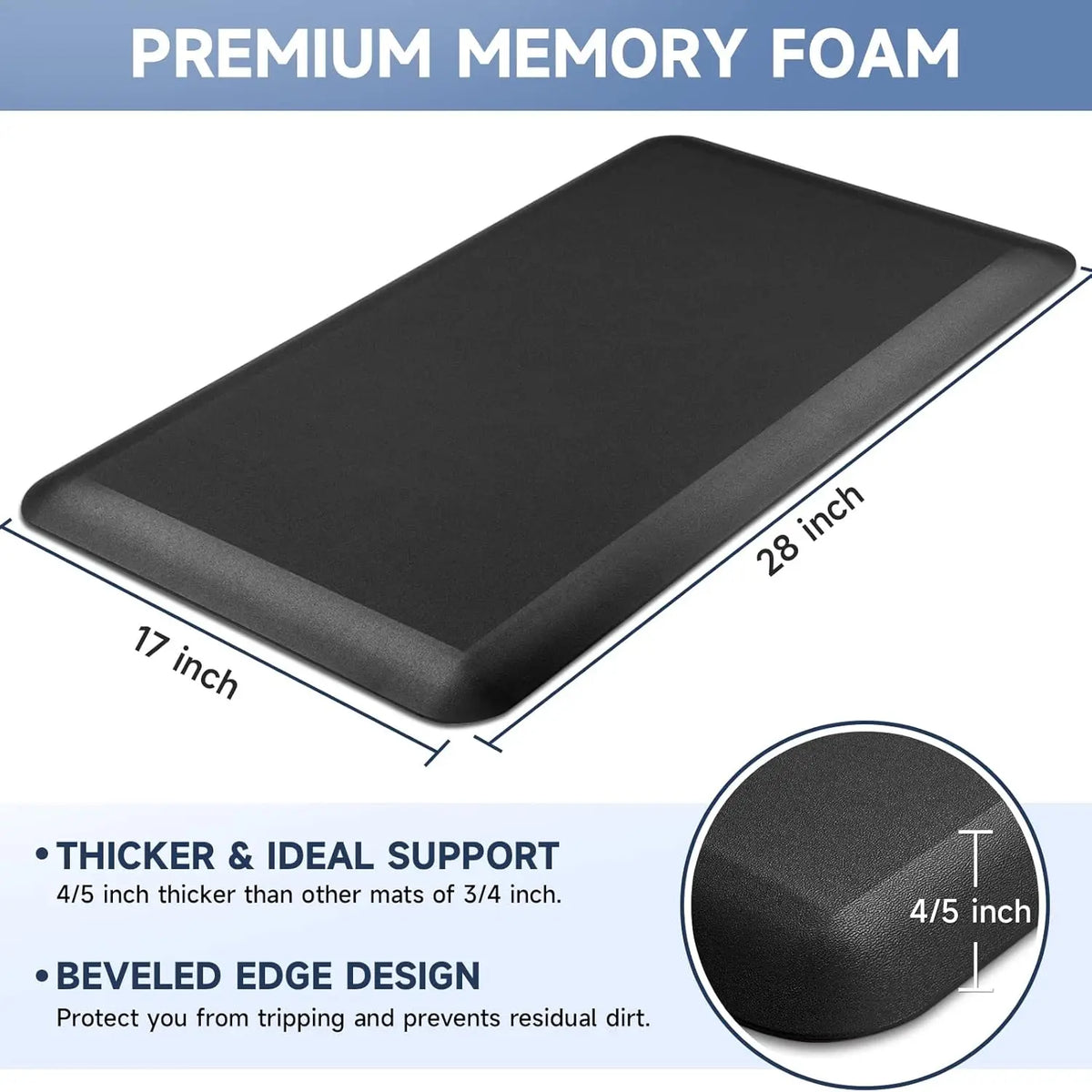 4/5 Inch Thick Kitchen Mats for Floor, Kitchen Rug for Standing Desk, Non-Slip, Thicker, Stain Resistant, Waterproof, Comfort An