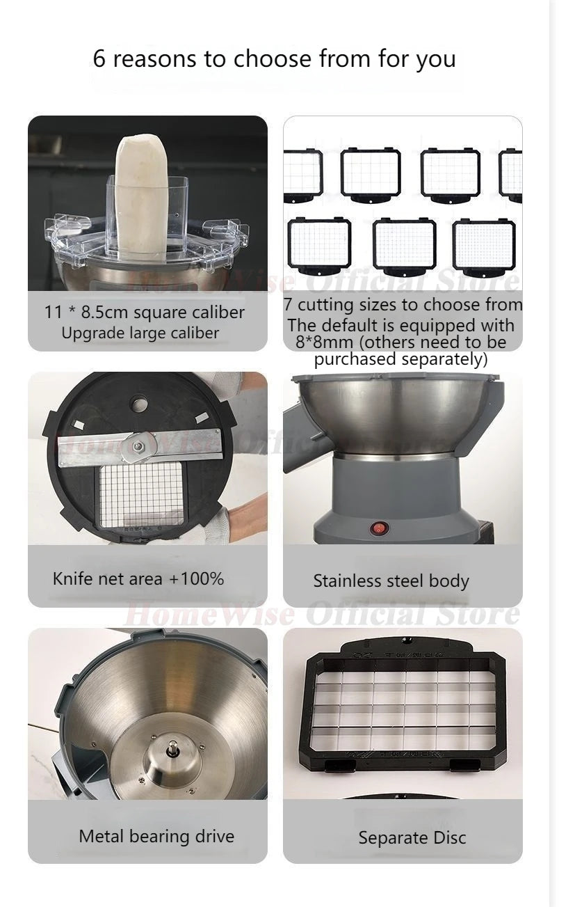 HomeWare M1 Multifunctional Vegetable Cutter Fruit Cutting Maker Cube Shredding Slicing large-caliber inlet Food processor