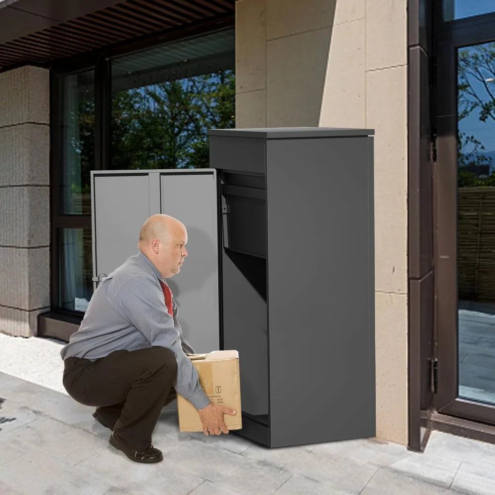 Large Galvanized Steel Parcel Delivery Box, Anti-Theft Coded Lock, Wall Mounted Waterproof for Porch & Yard 19.7x16.1x60, Custom