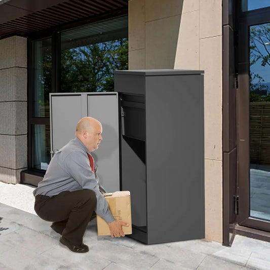 Large Galvanized Steel Parcel Delivery Box, Anti-Theft Coded Lock, Wall Mounted Waterproof for Porch & Yard 19.7x16.1x60, Custom