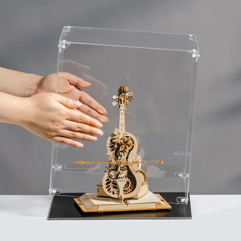 ROBOTIME ROKR Display Case for Model Kits High Clarity Collector's Box with Side Door Storage Showcase for DIY Puzzles Gifts