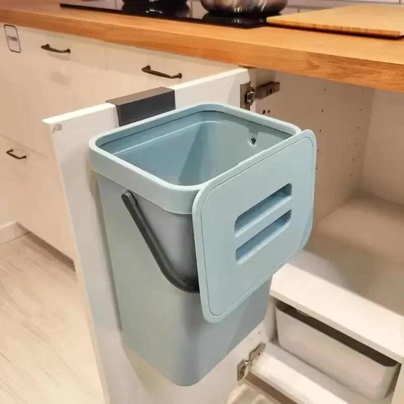 Small Space Saving Trash Can Hanging Mountable Quiet Close Lid Sealed Bin 3L 5L 7L 12L for Kitchen Bathroom Car Living Room