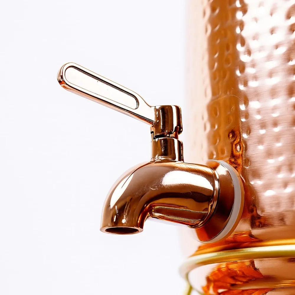 Pure Copper Water Dispenser with Tap & 4 Copper Glasses, 5L/218oz