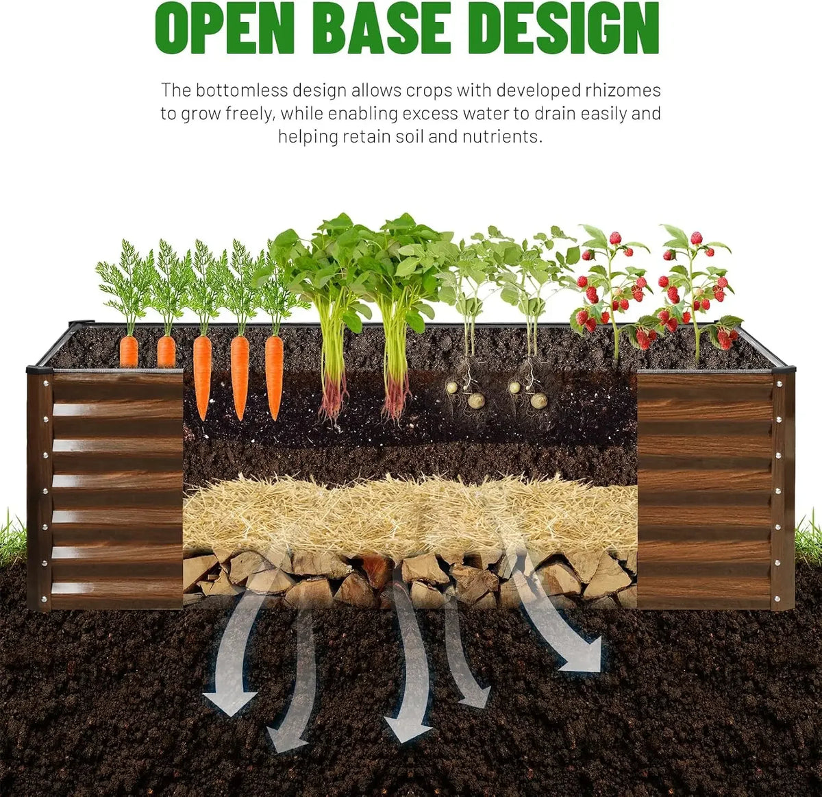 SnugNiture 2-Pack 6x2x2FT Galvanized Raised Garden Bed Kit, Metal Planter Box for Planting Plants Vegetables, Brown