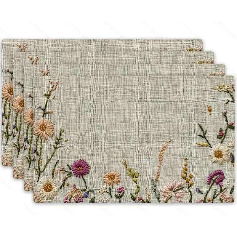 Autumn Branch Cute Owl Fall Leaves Linen Placemat Rustic Wildlife Washable Fabric Dining Place Mats
