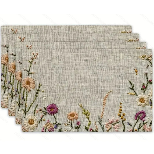 Autumn Branch Cute Owl Fall Leaves Linen Placemat Rustic Wildlife Washable Fabric Dining Place Mats