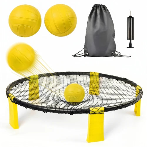 2 Balls Roundnet Game Set Portable Outdoor Sports Beach Lawn Game for Backyard Park Camping Family Party with Net Pump Carry Bag