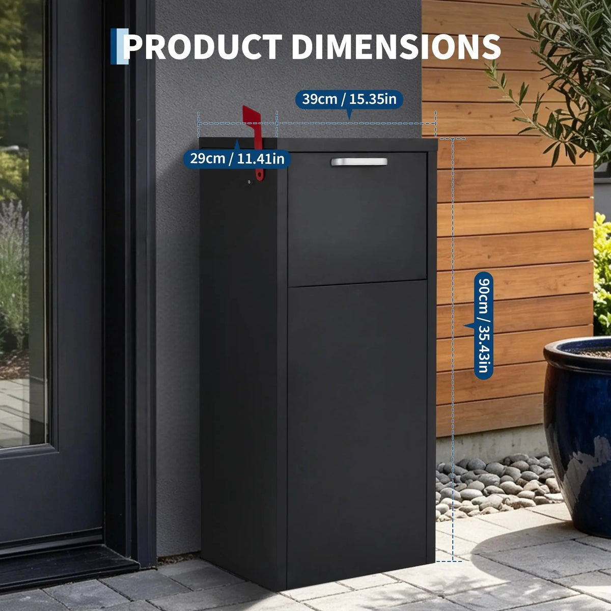 Outdoor Package Delivery Box 35.4in Galvanized Steel Lockable Parcel Drop Box Weatherproof Mail Storage Wall Or Floor Mount For Porch