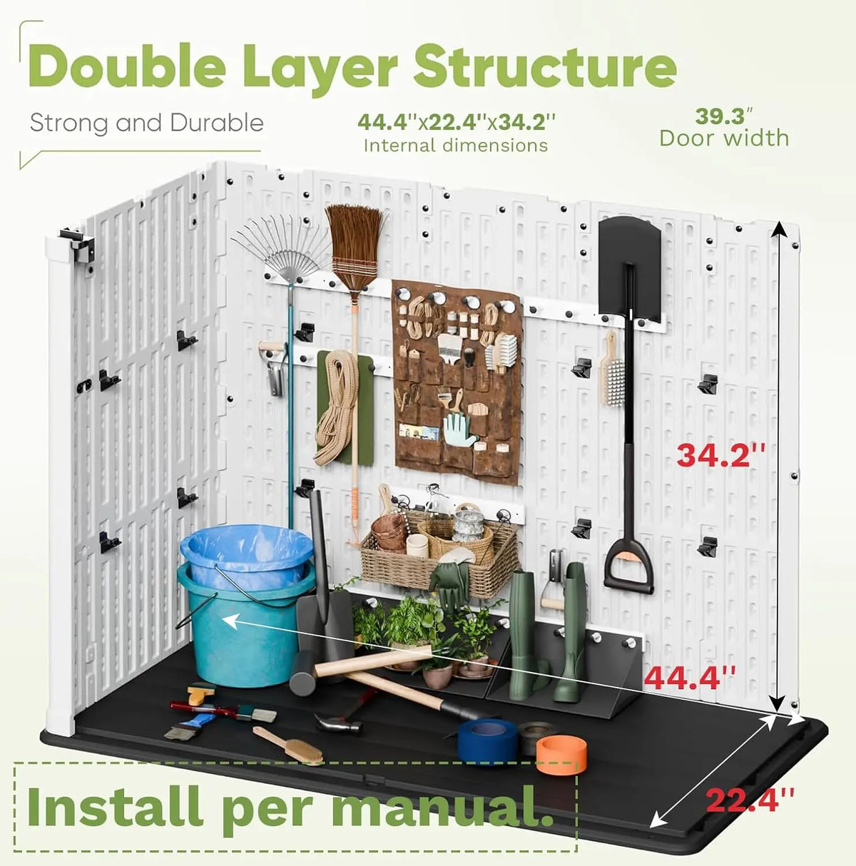 Outdoor Storage Cabinet 26 Cu Ft with Lockable Doors, Horizontal Storage Shed Waterproof Patio Tools Storage Box for Sofa