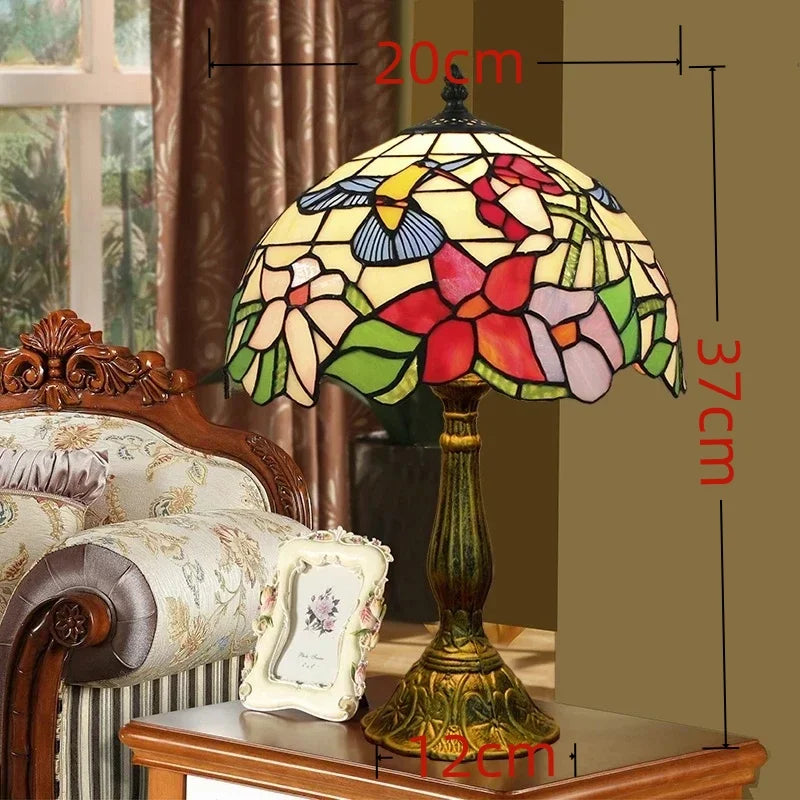 American Stained Glass Retro Restaurant Desk Lamp Bedroom Study Reading Light Bar Homestay Living Room Background Decor Lighting