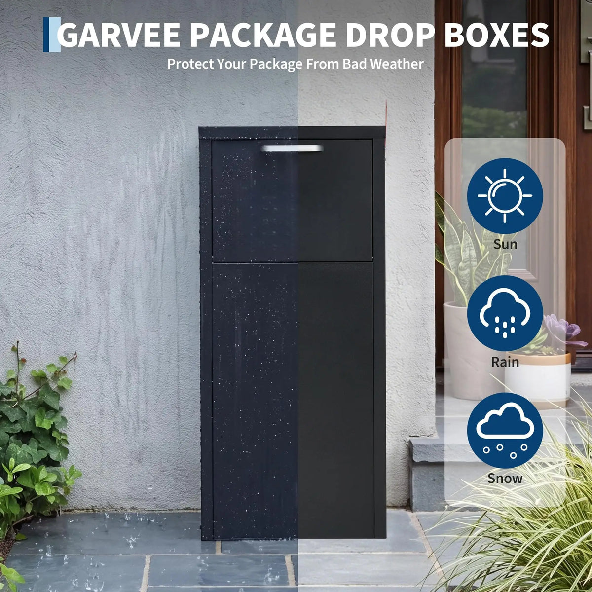 Outdoor Package Delivery Box 35.4in Galvanized Steel Lockable Parcel Drop Box Weatherproof Mail Storage Wall Or Floor Mount For Porch