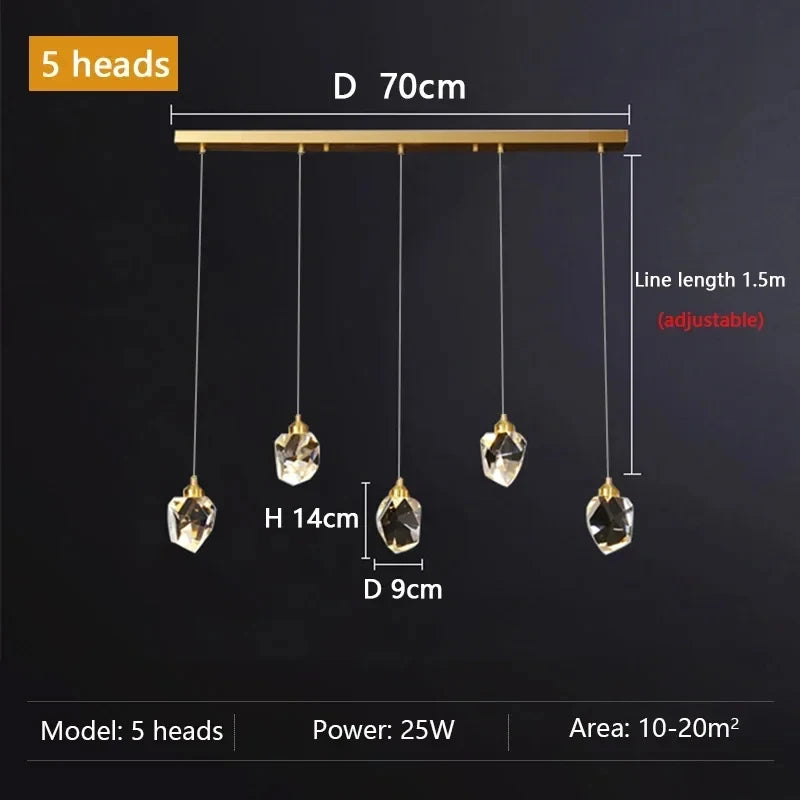 Staircase Pendant Light Luxury Crystal Small Chandelier Minimalist Restaurant Light Bar Counter Bedroom Bedside Ceiling Lamps