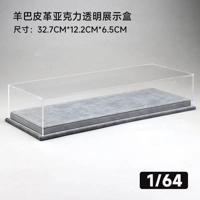 1/64 Scale Acrylic Dustproof Display Case Compatible With 6 Tomica Mini GT Toy Car Models, Leather Base For Collector's Storage