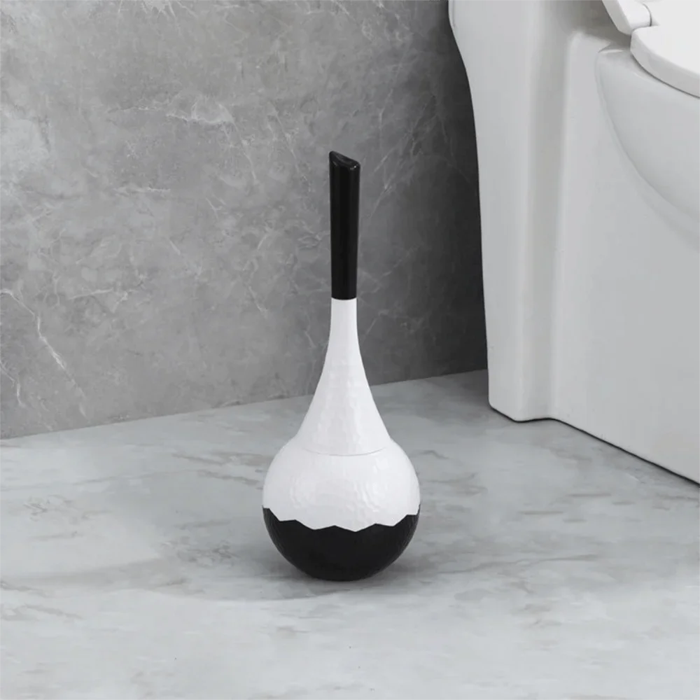 New Golden High-end Cleaning Brush with Base Holder Long Handle Toilet Brush Non-Scratch Household Bathroom Brush