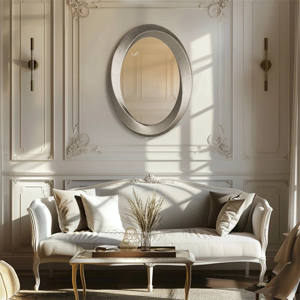 LUVODI 60x80cm Antique Baroque Gold Oval Beveled Framed Wall Mirror Decorative Accent Mirror for Living Room Bedroom Entryway Decor