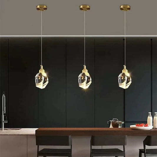 Staircase Pendant Light Luxury Crystal Small Chandelier Minimalist Restaurant Light Bar Counter Bedroom Bedside Ceiling Lamps