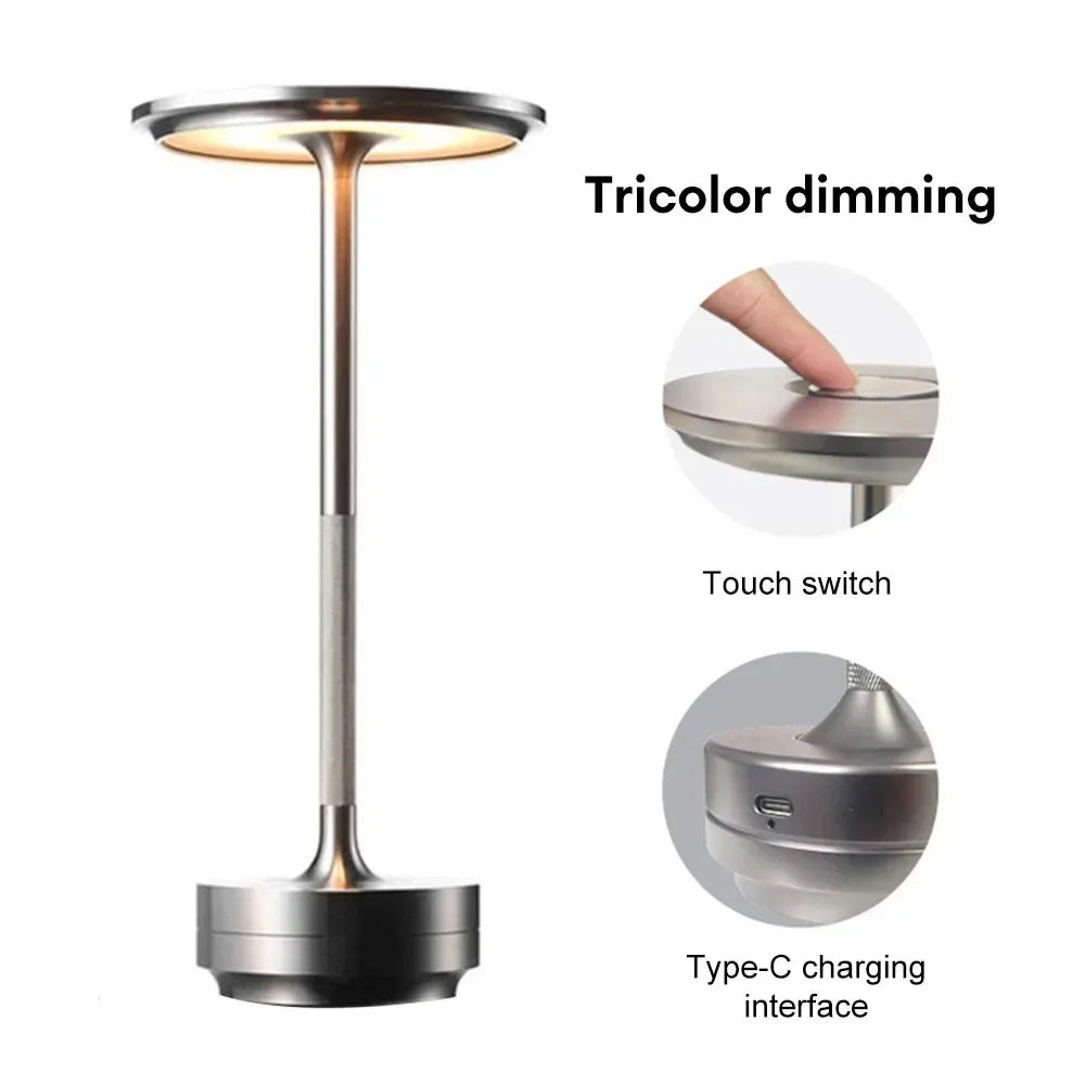 2PCS Rechargeable Wireless Table Lamp LED Touch Sensor Desktop Night Light Reading Lamp for Hotel Bar Bedroom Decor Light