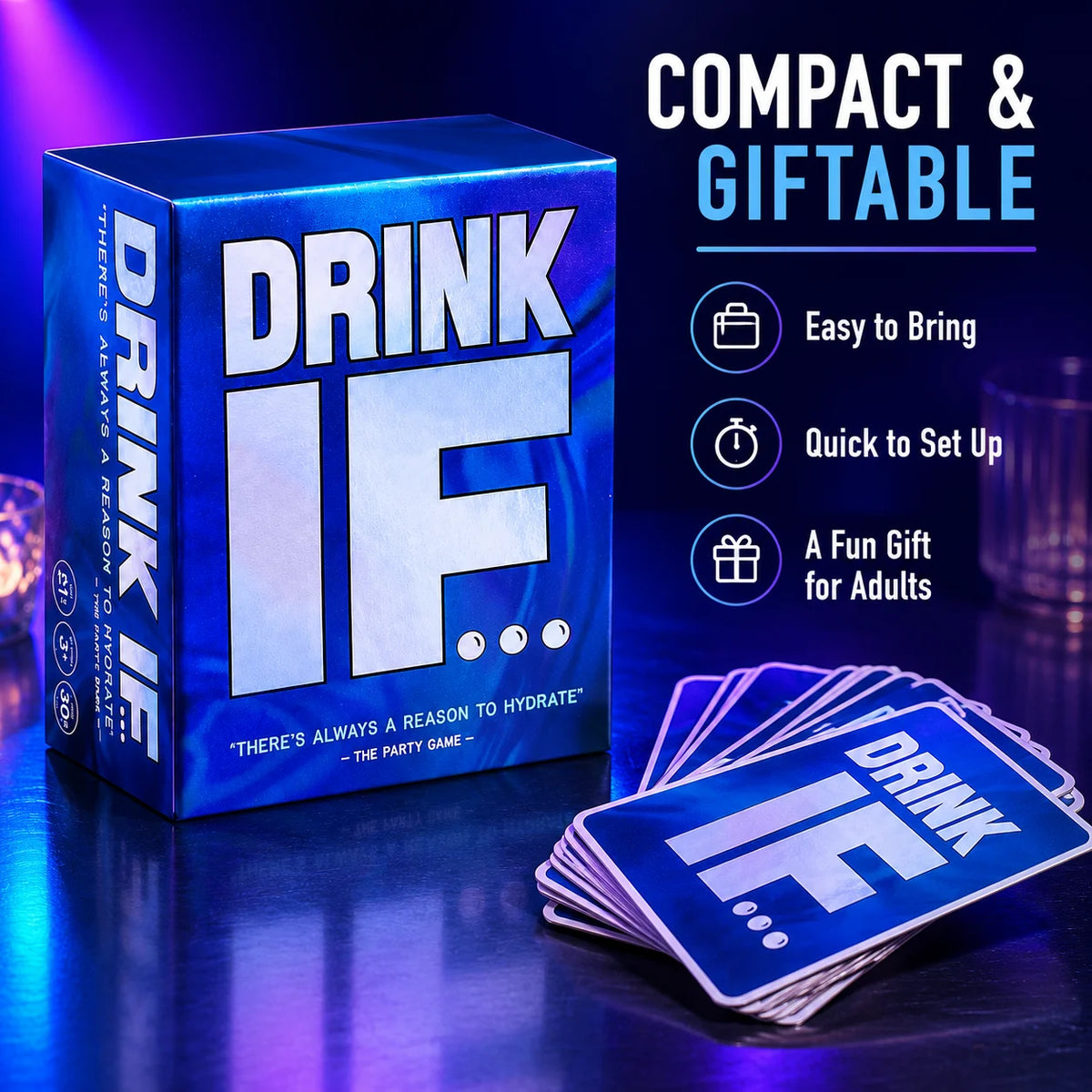 Adult Social Interactive Card Game Drink If, Funny Ice Breaking Tabletop Game for Friends Get-Together, Portable Party Entertainment Card Game for Indoor Outdoor Gathering