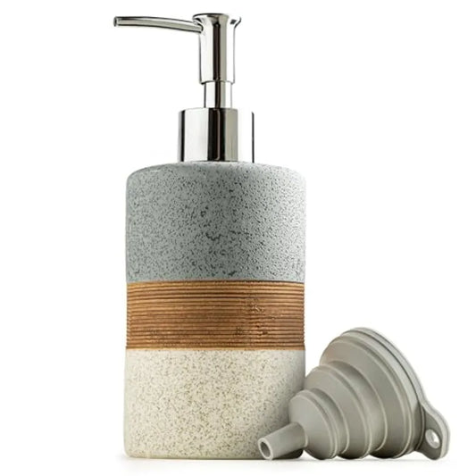 Ceramic Soap Dispenser Set for Hand Soap, Shampoo, Dish Soap, Conditioner, Bathroom and Kitchen, Stainless Steel Pump, Includes