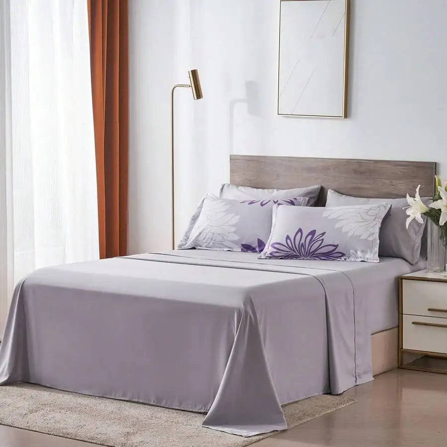7 Pieces Chic Floral Printed Bed Comforter Sets, Queen King, Soft And Comfortable Summer Bedding Sets, Bed In A Bag, Hotel Bedro