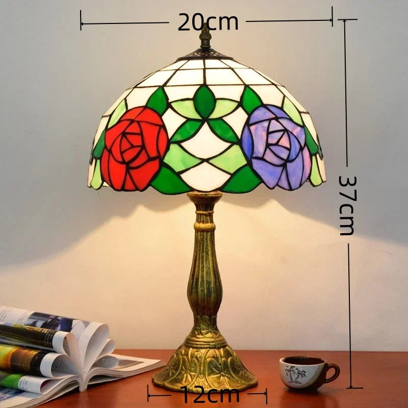 American Stained Glass Retro Restaurant Desk Lamp Bedroom Study Reading Light Bar Homestay Living Room Background Decor Lighting