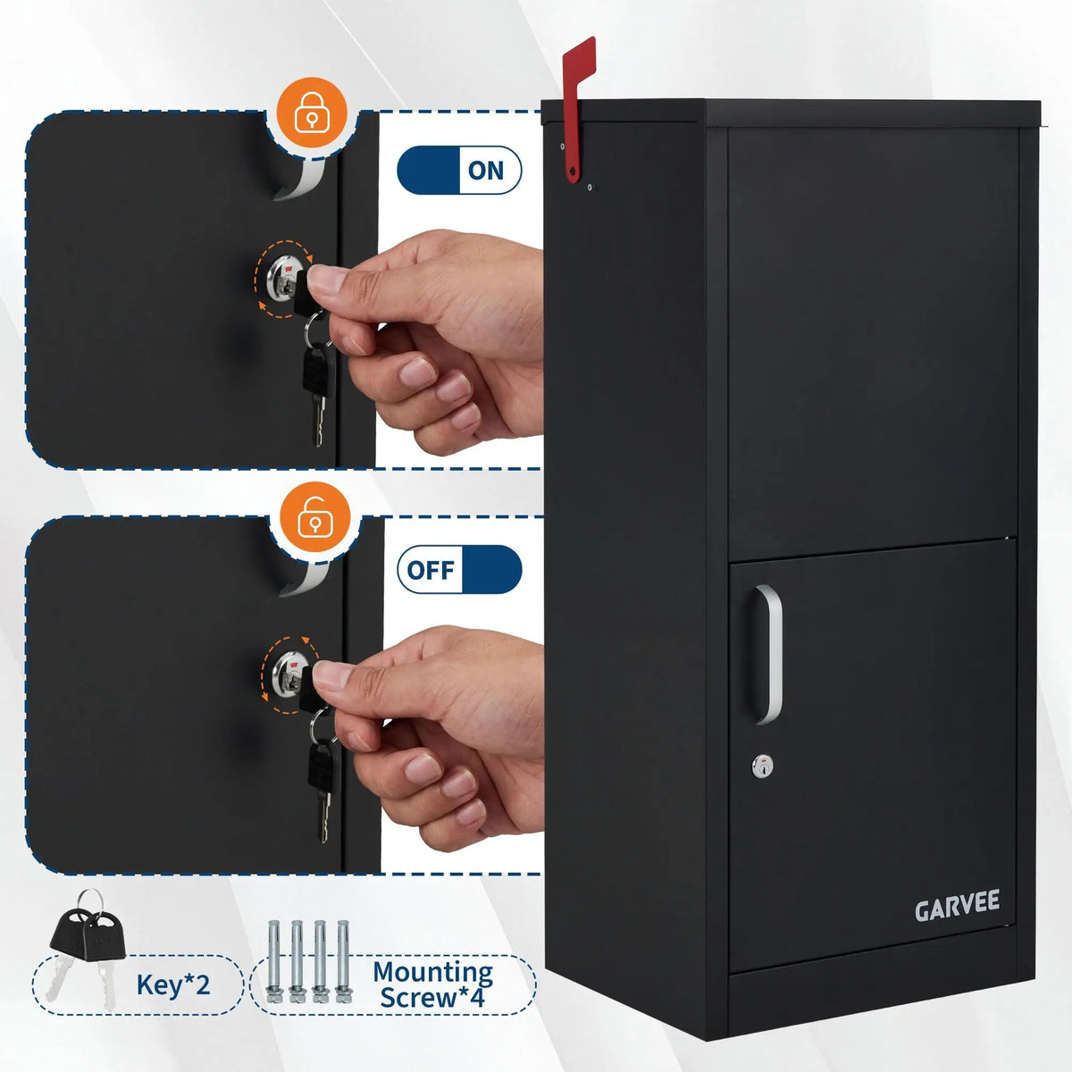 Outdoor Package Delivery Box 35.4in Galvanized Steel Lockable Parcel Drop Box Weatherproof Mail Storage Wall Or Floor Mount For Porch
