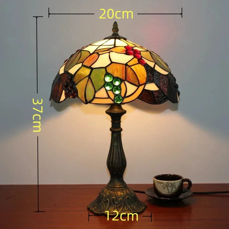 American Stained Glass Retro Restaurant Desk Lamp Bedroom Study Reading Light Bar Homestay Living Room Background Decor Lighting