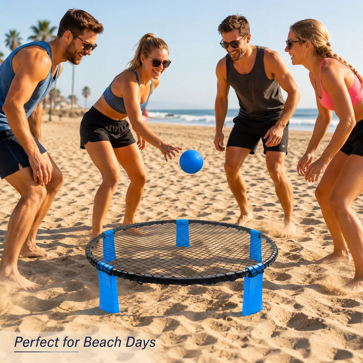2 Balls Roundnet Game Set Portable Outdoor Sports Beach Lawn Game for Backyard Park Camping Family Party with Net Pump Carry Bag