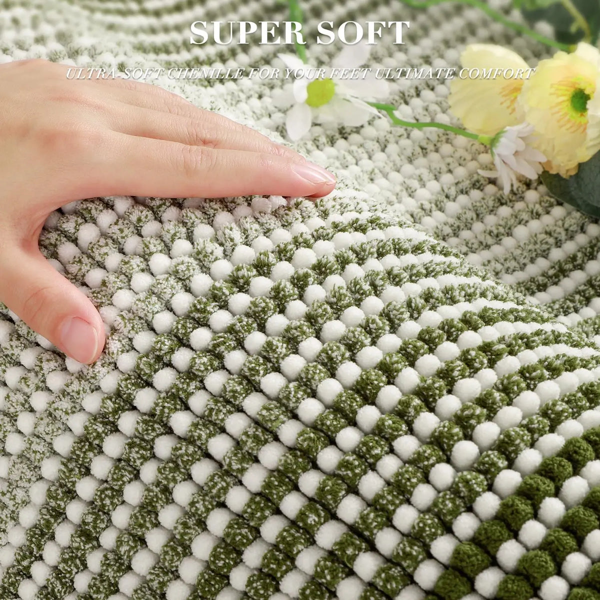 2 Piece Thick Absorbent Chenille Bath Mat Set, Soft Shaggy Bathroom Rugs, Machine Washable Non Slip Floor Mats for Bathroom