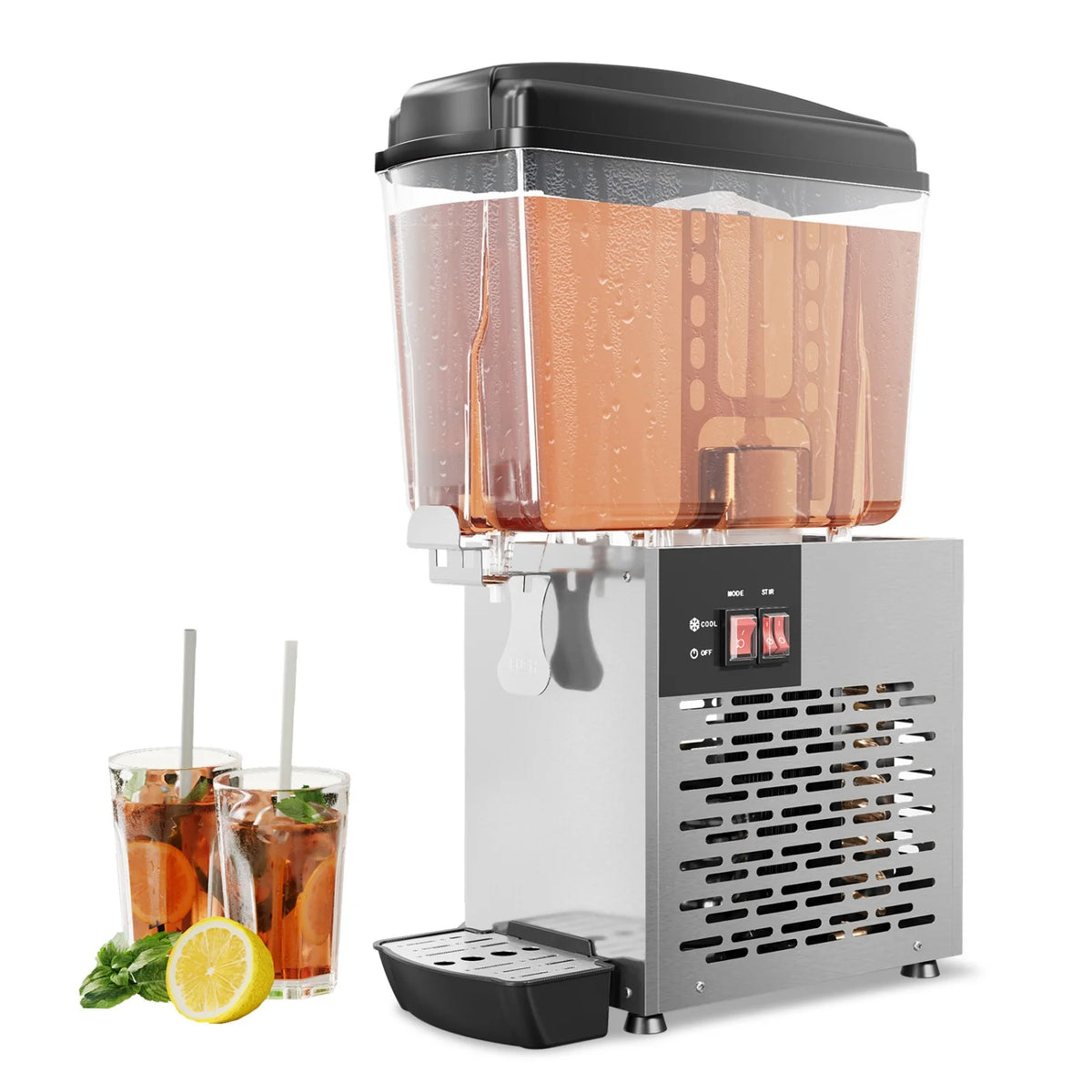 4.8 Gallon/18L Commercial Beverage Dispenser, 150W Stainless Steel Ice Tea & Drink Dispenser with Tank & Thermostat Control for Parties/Restaurants/Bars/Home/Cafes