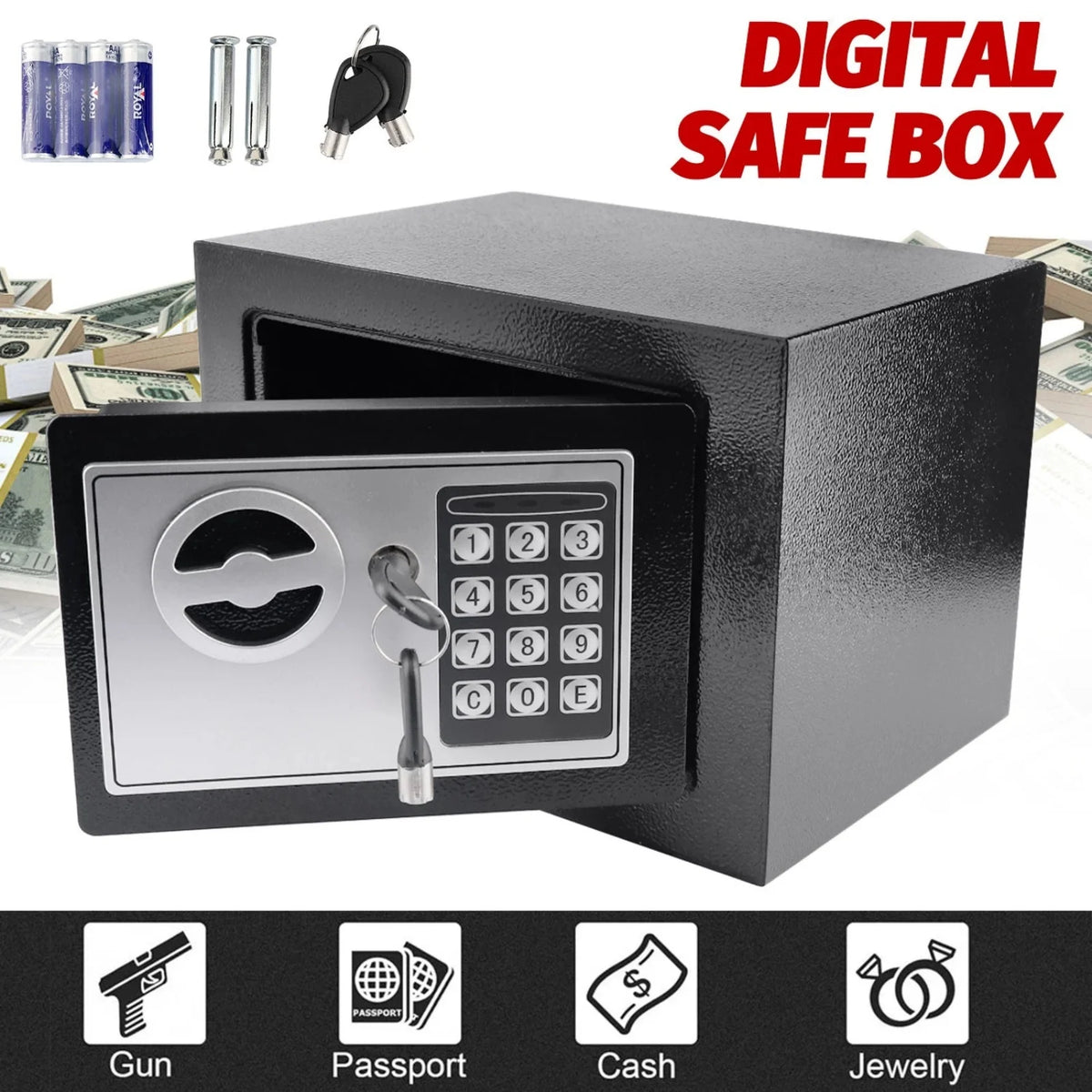 Digital Electronic Safe Box Keypad Lock Security Home Office Cash Jewelry