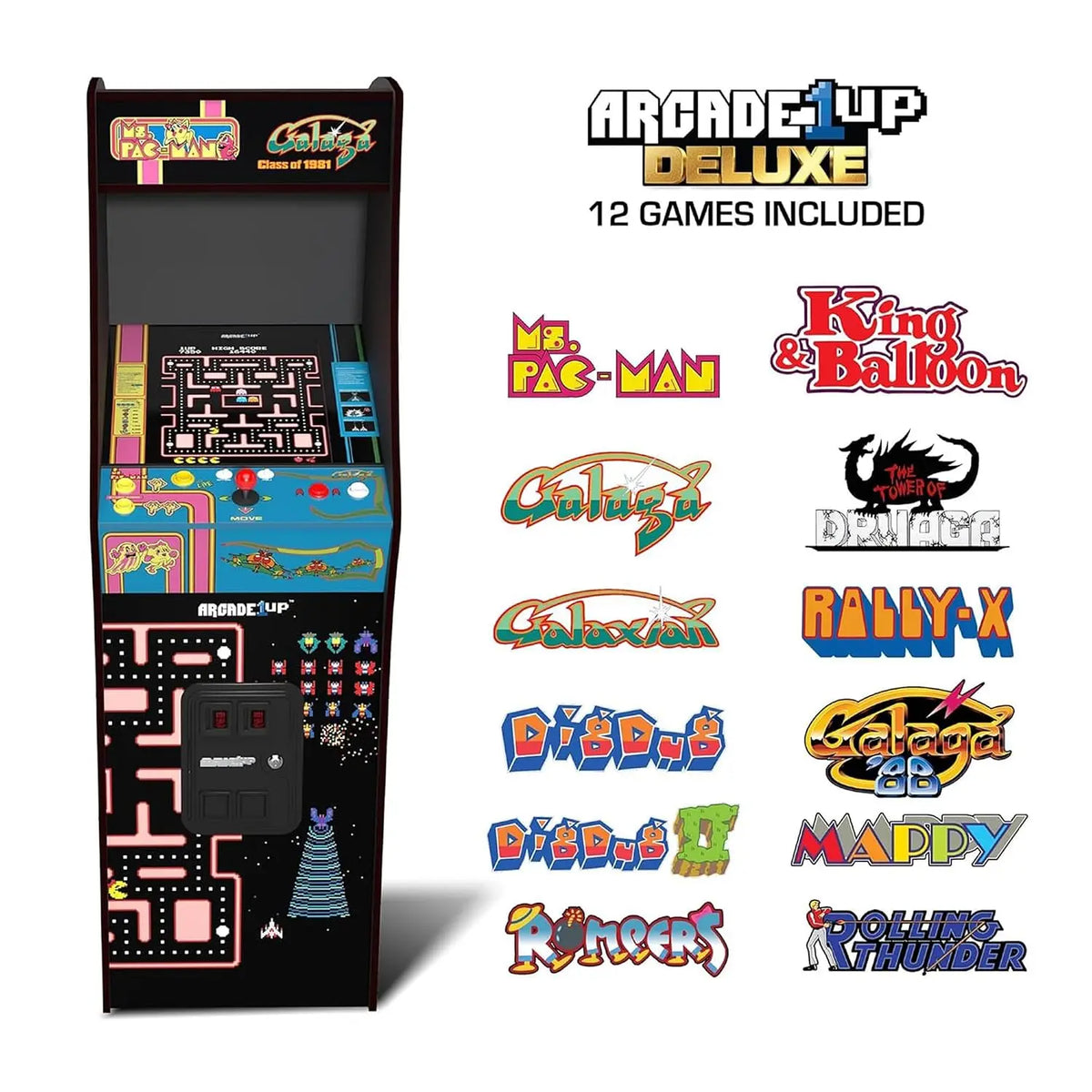 Arcade1Up Ms. Pac-Man Class of '81 Deluxe Arcade, 12 Retro Games, Customized
