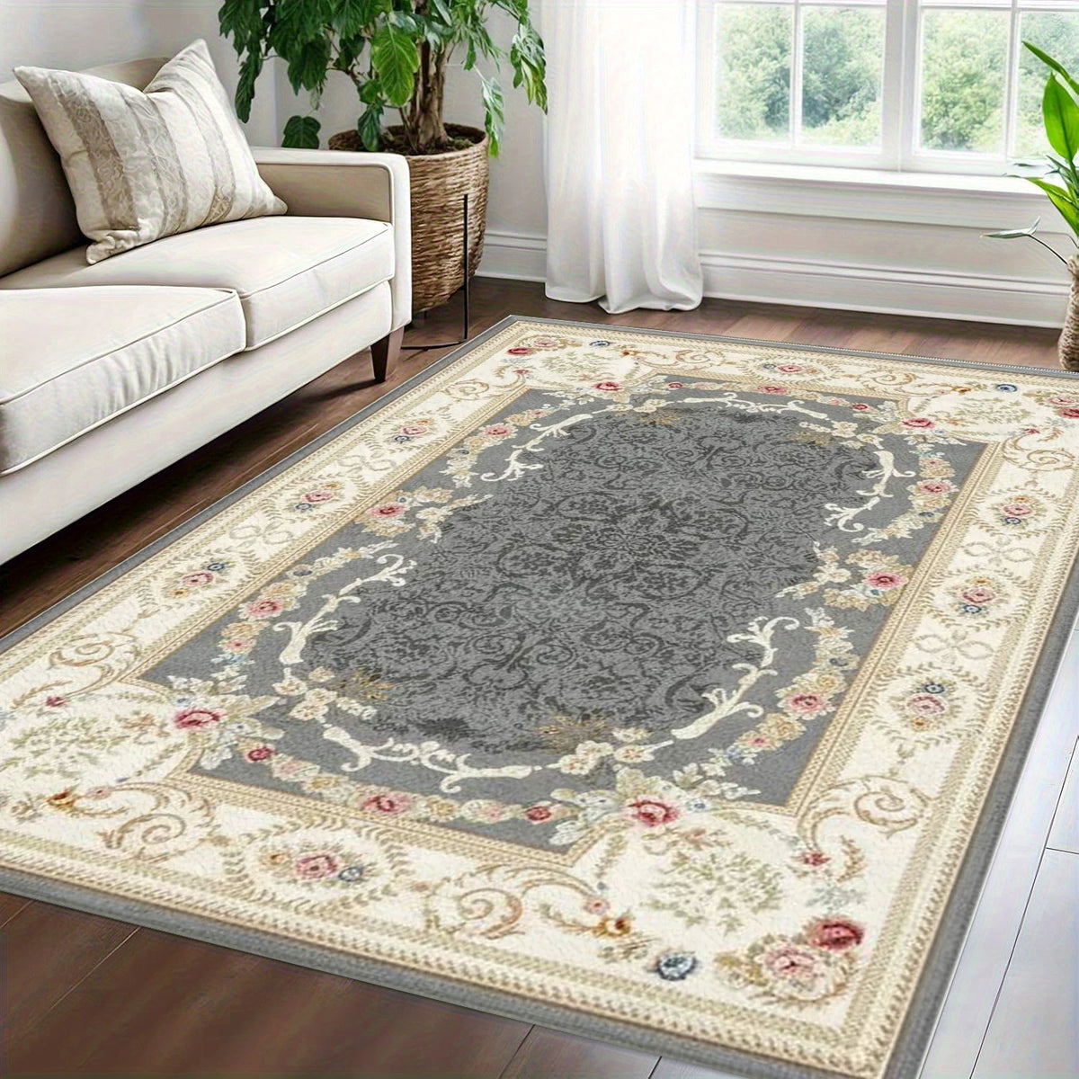 European Retro Floral Area Rug Large Living Room Carpet Soft Bedroom Floor Mat Home Decor Rug