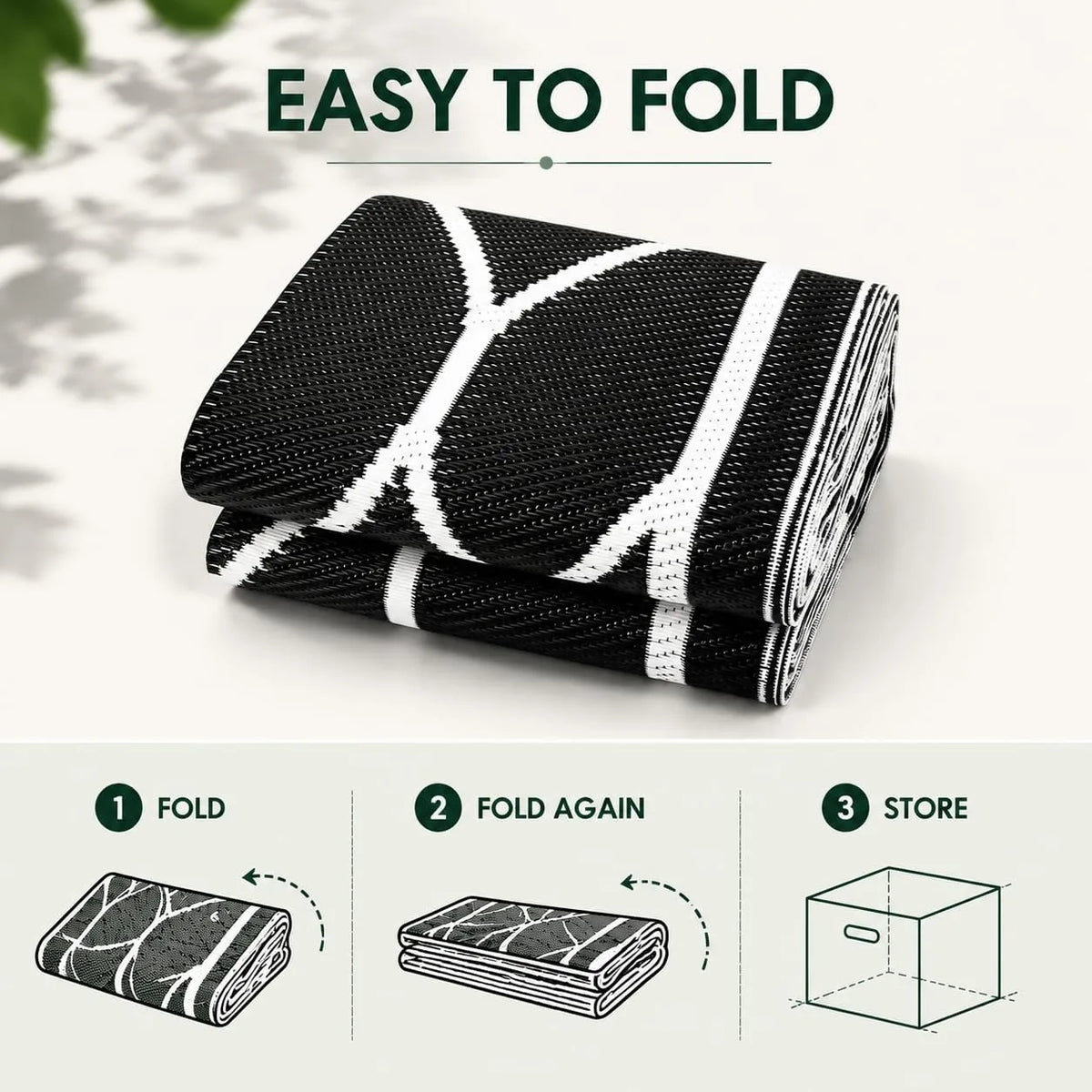 5x8 FT Indoor Outdoor Rug Waterproof Reversible Plastic Straw Patio Mat 340GSM PP Foldable Quick Dry UV Resistant Easy Clean Rug for Patio Deck RV Camping