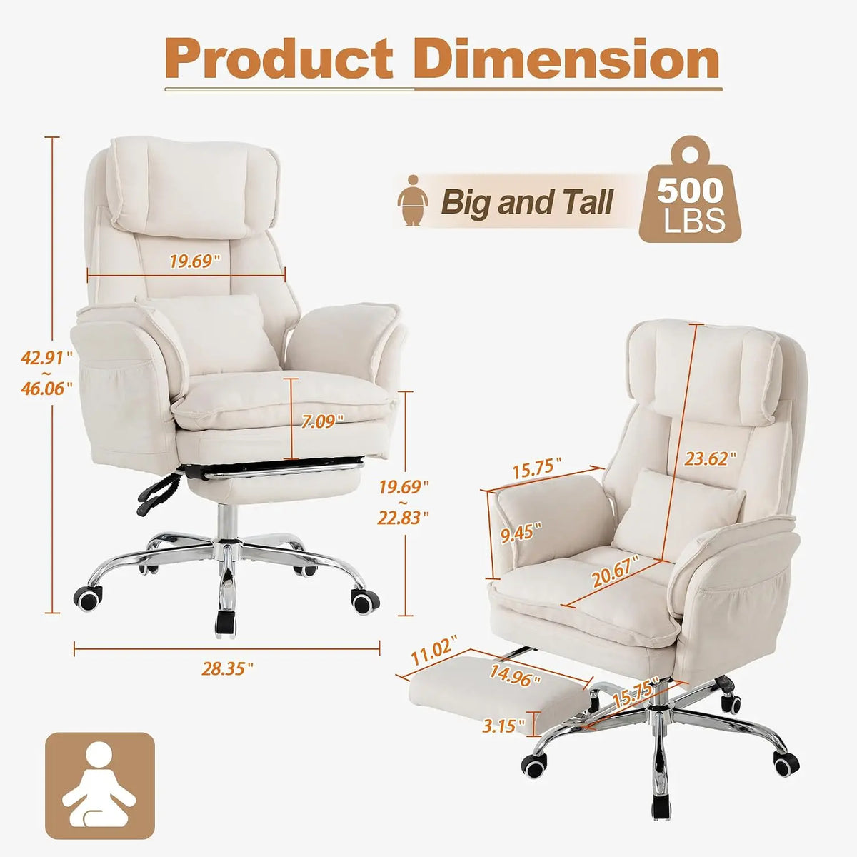 Office Chair with Flip Armrests & Foot Rest,Criss Cross Legged Home Office Desk Chair with Pet Seat,Ergonomic, Customized