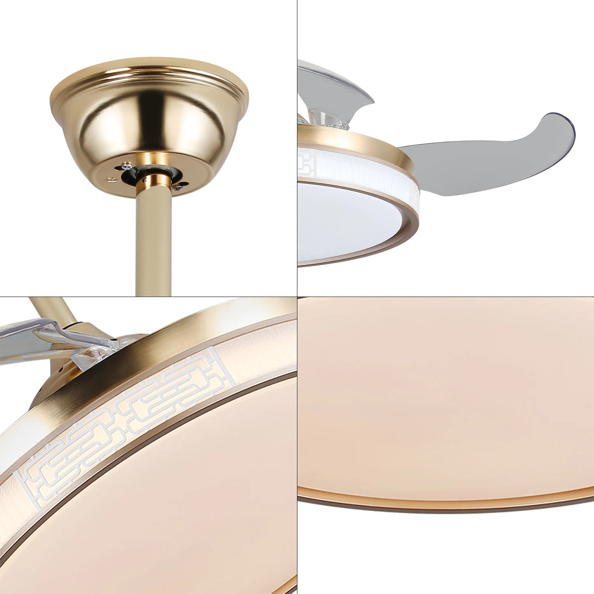 42 Inch Ceiling Fan Speed 3 Color with Remote Control Temperature 3000K-6000K Dimmable LED Reversible Quiet Motor Gold Ceiling Fan Lamp for Bedroom Living Room Kitchen Home