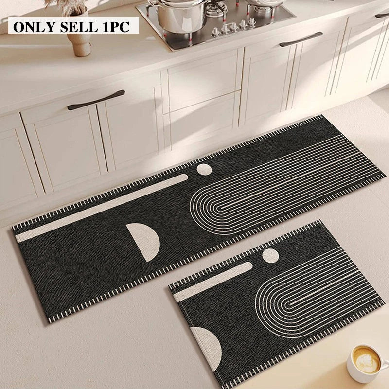 Kitchen Carpet Stain-resistant Wear-resistant Floor Mat Minimalist Geometric Pattern Rug Long Size Modern Home Decoration Rugs
