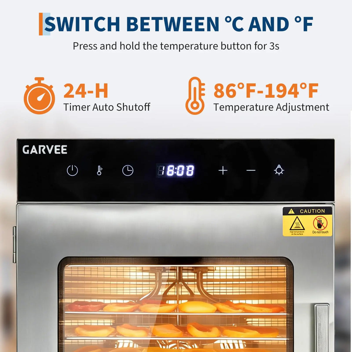 Stainless Steel Digital Food Dehydrator Machine with 10/12 Tray,Adjustable Temperature&24H Timer,Jerky Maker for Fruit Vegetable