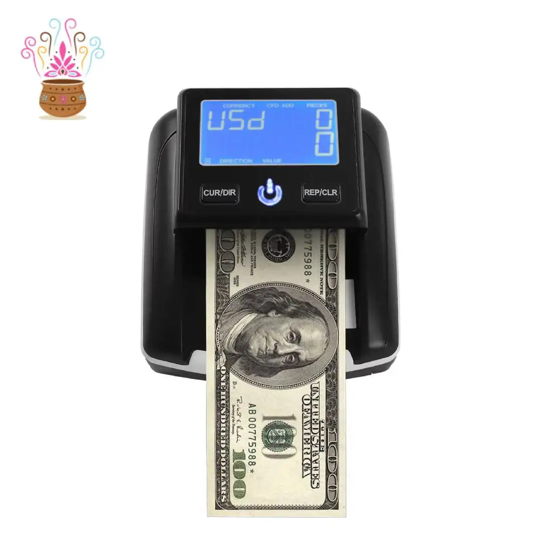 Counterfeit Bill Detector 2-in-1 Detect Count 1-999 Count Range 500mAh Rechargeable Battery 4-5h Endurance Portable Money Checker Machine Any Direction Bill Insert USD EUR Currency Tester For Company Accounting Office Mall