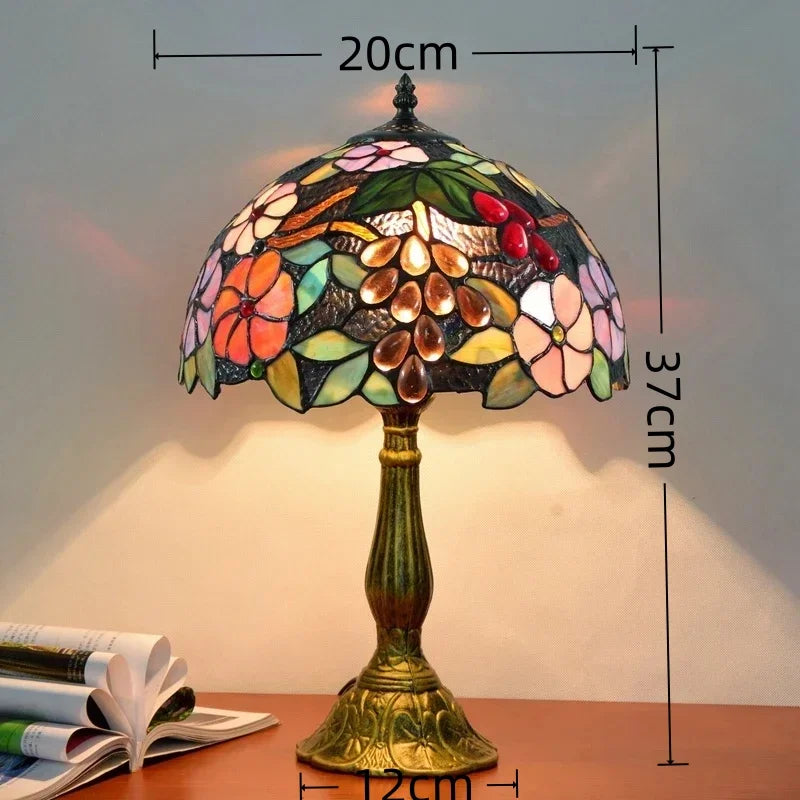 American Stained Glass Retro Restaurant Desk Lamp Bedroom Study Reading Light Bar Homestay Living Room Background Decor Lighting