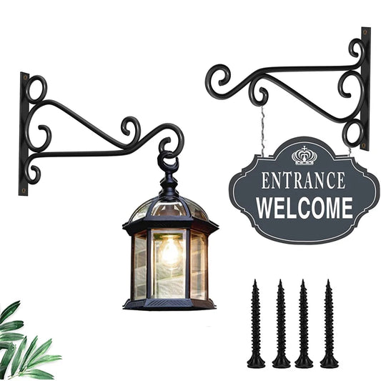 Retro Wrought Iron Wall Hanging Hook Flower Pot Rack Decoration Wall Hanging Basket Storage Bracket Garden Terrace Ornaments