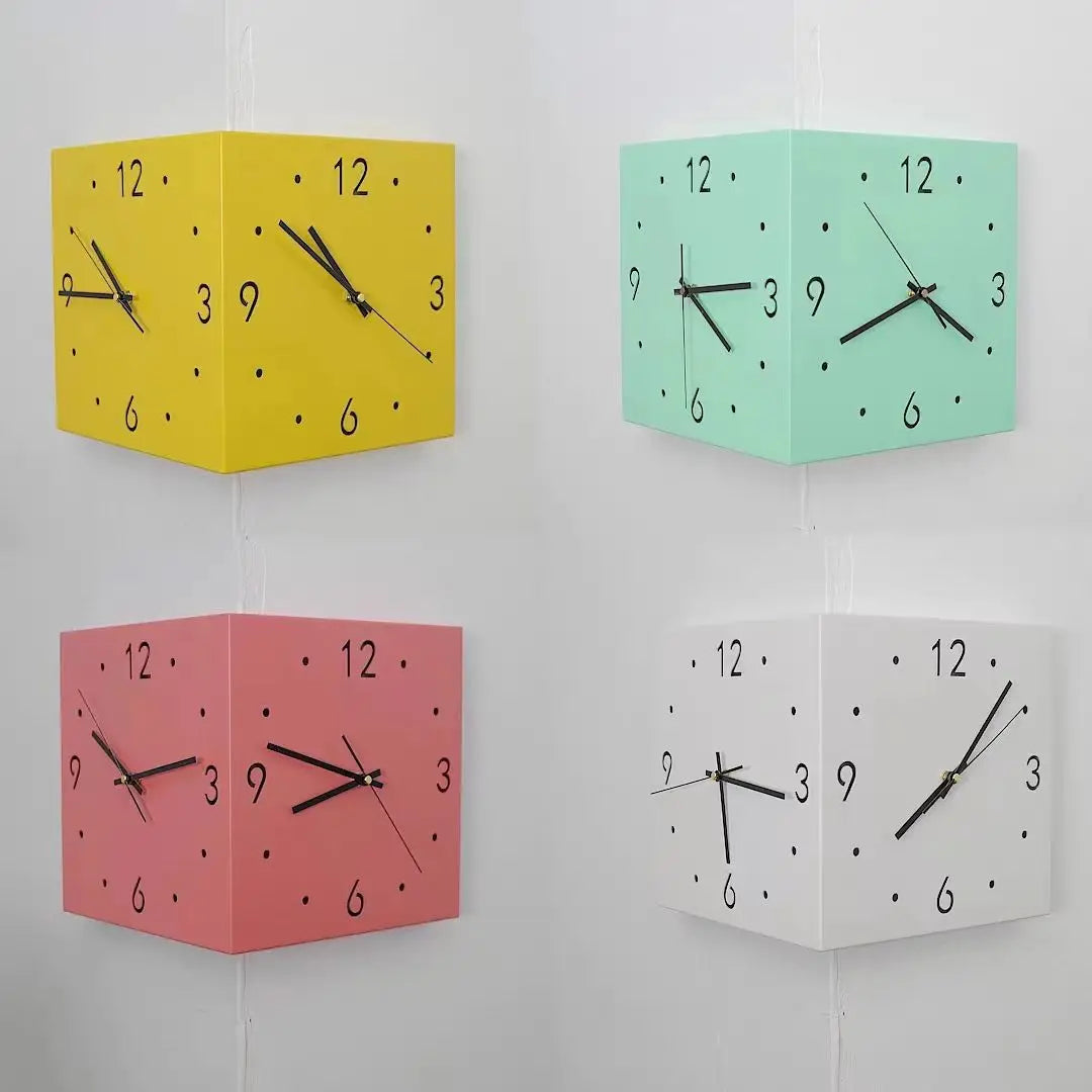 Modern LED Corner Wall Clock Minimalist Double Sided Display Home Office Decor Silent Non Ticking Creative Lighting Wall Clock