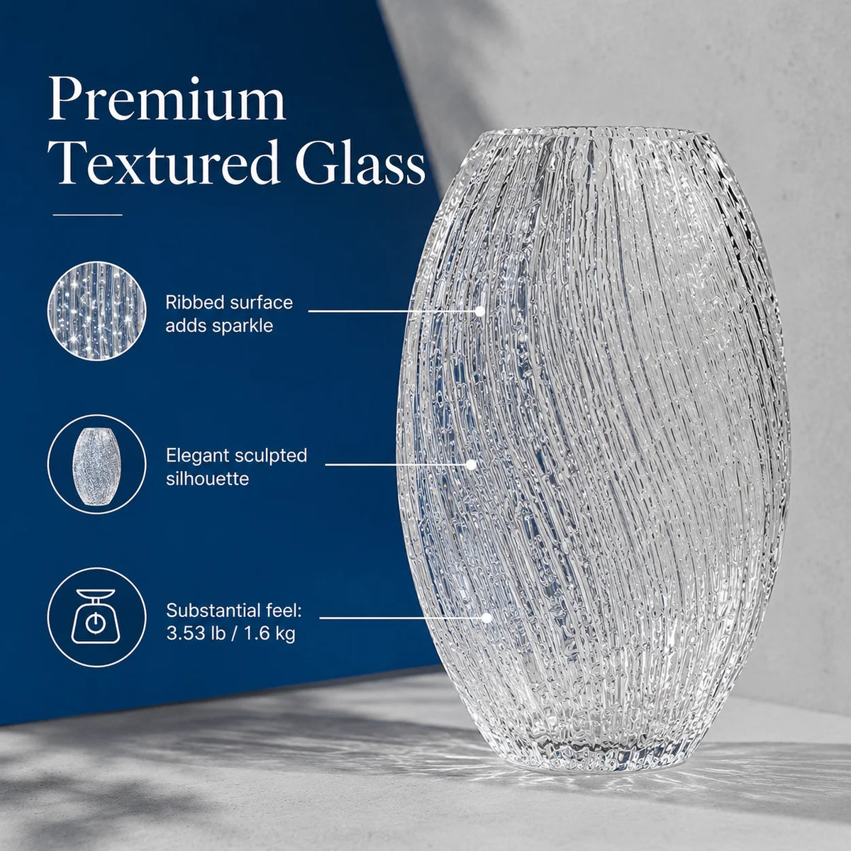 Handmade Glass Vase Glowing Wave Decor Modern Art Mouth Vase Home Decor Rustic Flower Arrangement Living Room Dining Room Fireplace Centerpiece