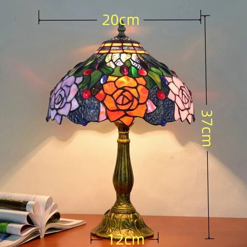 American Stained Glass Retro Restaurant Desk Lamp Bedroom Study Reading Light Bar Homestay Living Room Background Decor Lighting