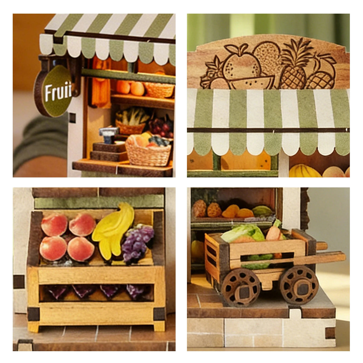 3d wooden puzzle for adults Seasonal Fresh Depot book nook with lights model kit dollhouse DIY miniature house Birthday and Christmas gifts
