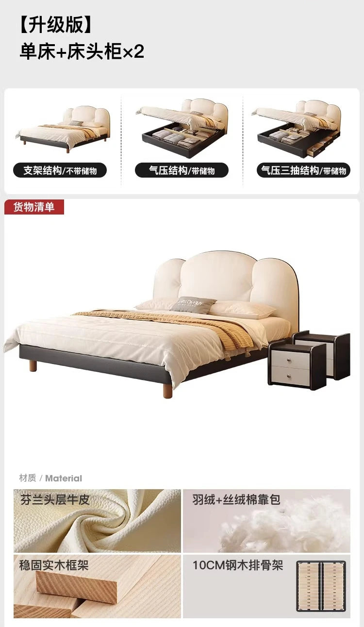 Modern Fashion Double Bed Bedroom Decor For Teen Girls Bed 2 People Bedside Table With Drawers King Size Frame Bedroom Furniture