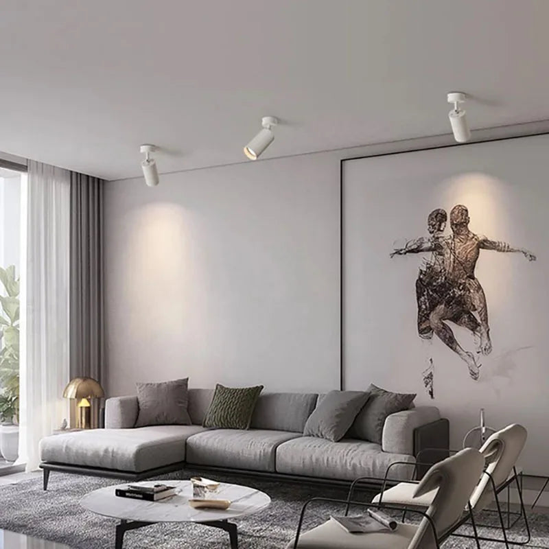 Surface Mounted 360° Rotating Angle LED Spotlight GU10 Bulb Nordic Open Mounted Downlight Ceiling Lamp  Background Lighting