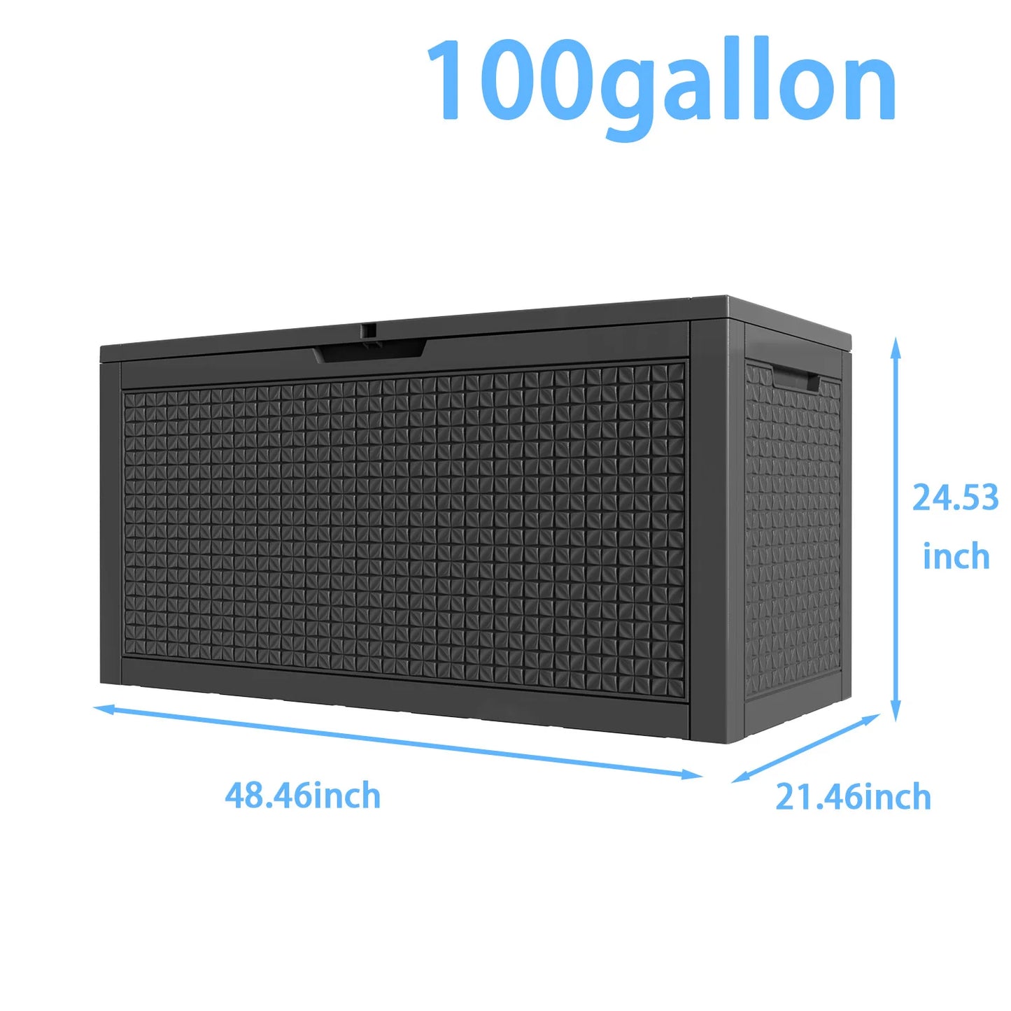 100 Gallon Resin Deck Box, Lockable Patio Outdoor Storage Box for Furniture, Garden Tools and Tools Storage, Waterproof Outside